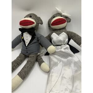 Sock Monkey Family Bride and Groom/Wedding - 17” Tall